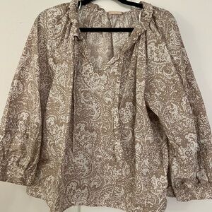 a.n.a Paisley Print Blouse - Tan and White